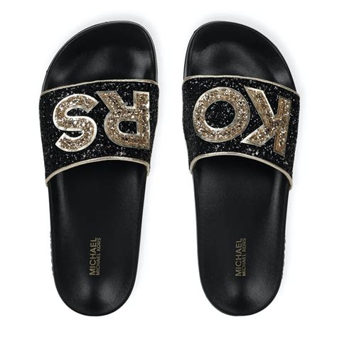 michael kors glitter slides womens|Michael Kors flip flops women.